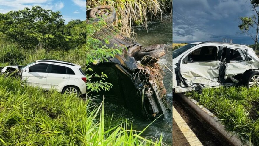 Aquaplanagem causa dois acidentes e deixa seis feridos na MS-223, em Costa Rica