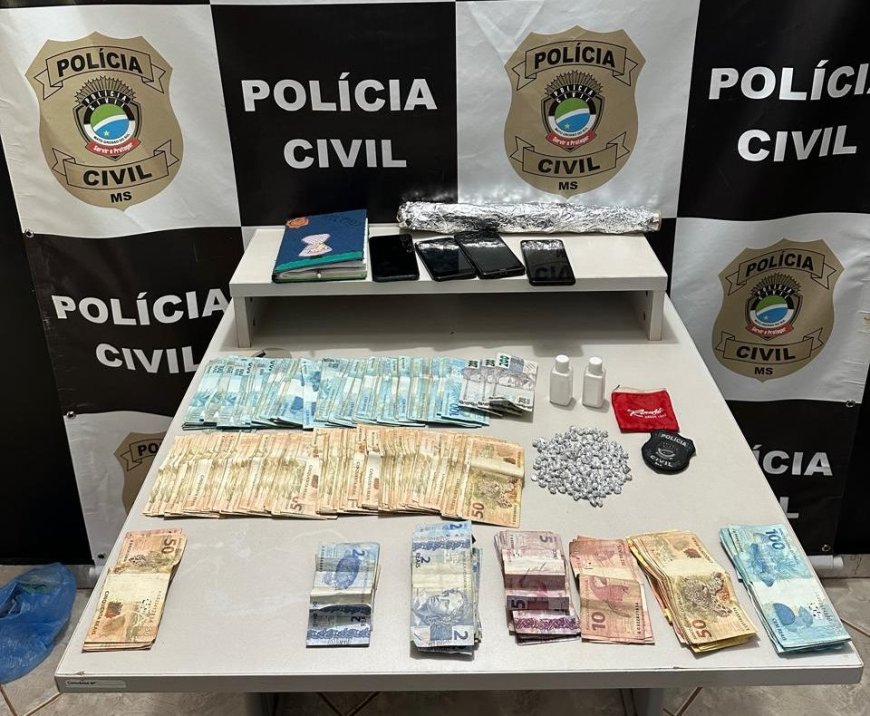 Polícia Civil de Eldorado desmantela ponto de tráfico e apreende R$ 35 mil e crack