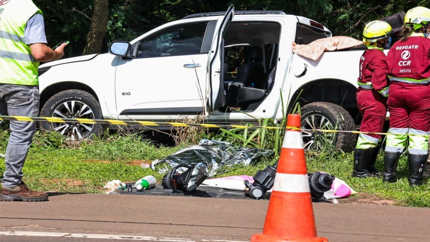 Mulher morre em acidente na BR-163 após caminhonete colidir com árvores em Campo Grande