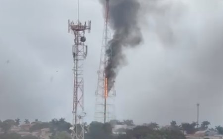 Vídeo: Incêndio Atinge Torre da Rede Record em Campo Grande; Fumaça é Vista de Longe