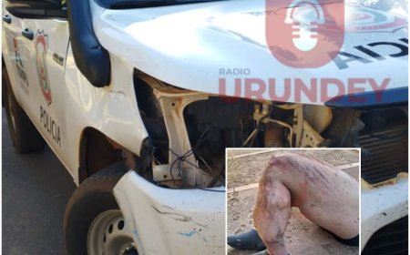 Motociclista sofre fratura em colisão com viatura policial