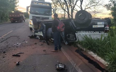 Grave acidente com viatura da Polícia Militar mobiliza socorro em Iguatemi