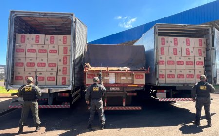 Três caminhões são apreendidos com cigarros contrabandeados  em Mundo Novo