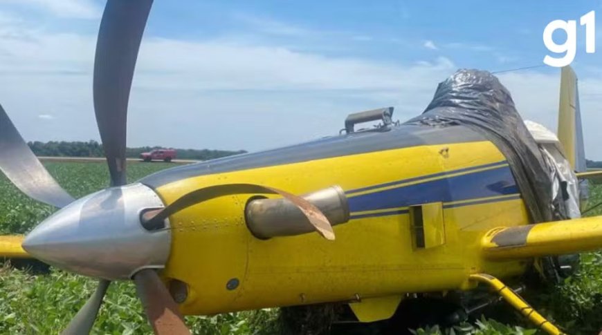 Pouso emergencial de avião agrícola mobiliza bombeiros na MT-242