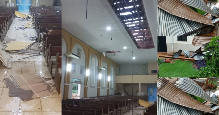 Vendaval Causa Danos em Igreja Matriz de Fátima do Sul (MS): Telhado Comprometido e Atividades Suspensas