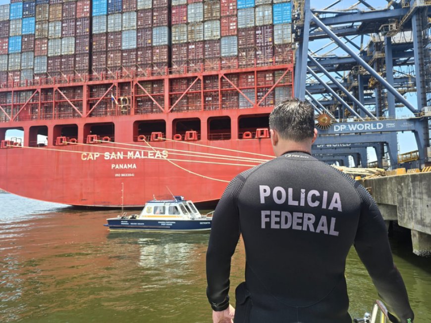 PF apreende cerca de 100 kg de cocaína em navio com destino à África do Sul