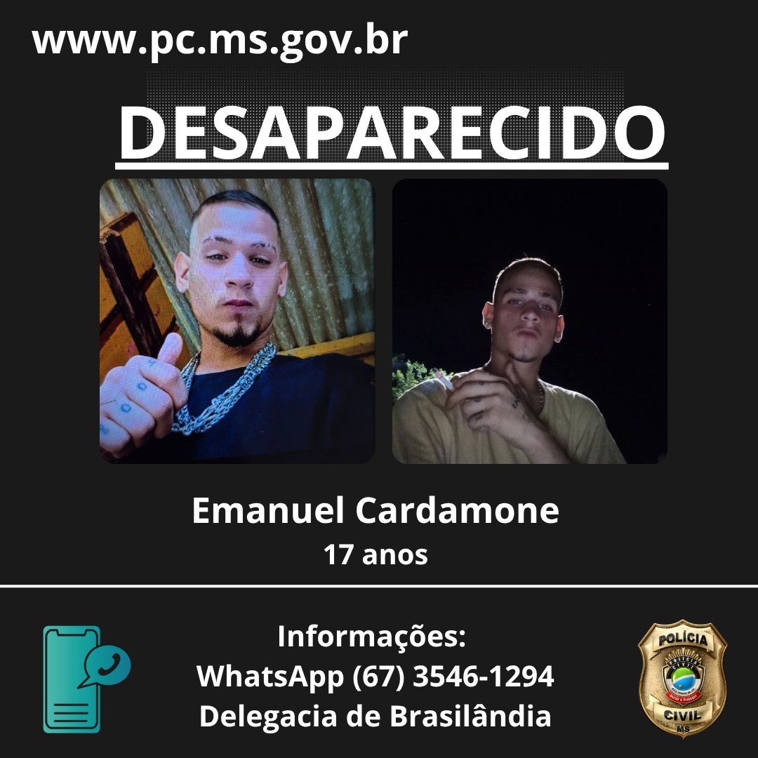 Polícia Civil pede ajuda da população para localizar adolescente desaparecido em Brasilândia