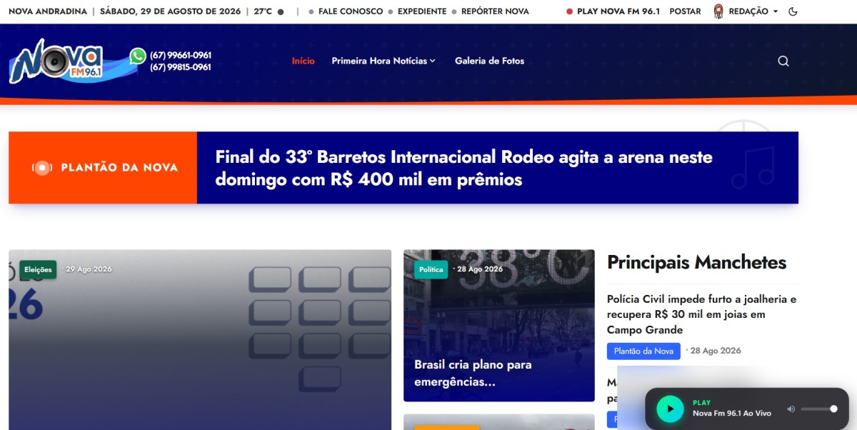 Portal Nova FM 96.1 consolida o jornalismo multimídia no Vale do Ivinhema