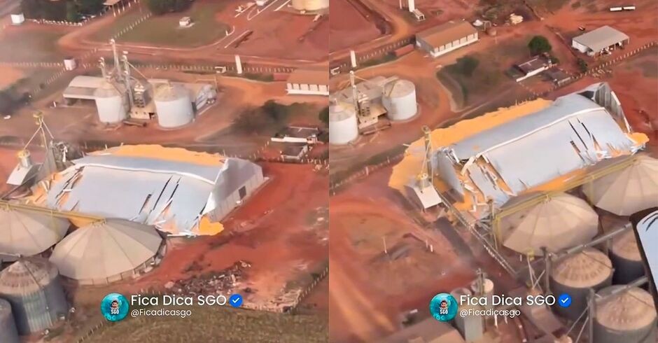 Armazém desaba e espalha mais de 30 toneladas de milho em São Gabrie