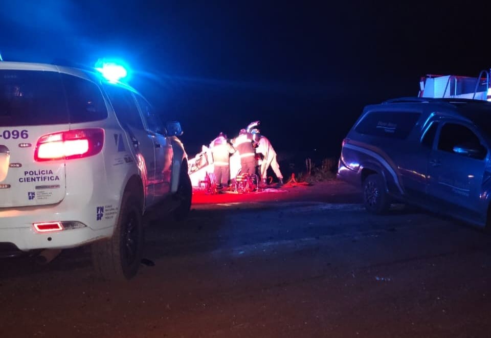 Colisão com anta provoca acidente fatal com dois mortos e incêndio de carreta na BR-267