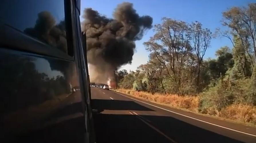 Sobe para quatro o número de mortos em engavetamento com fogo na BR-163