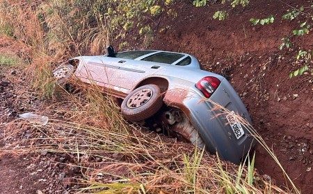 Motorista fica desorientada após carro capotar na MS-355 em Terenos