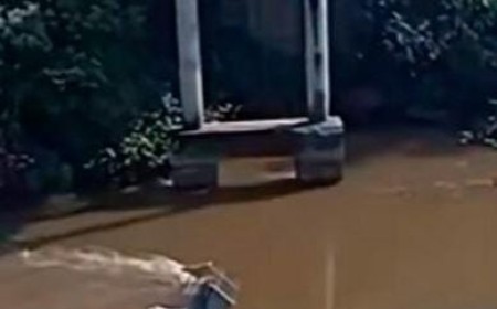 Motorista de carreta morre após ponte desabar sobre o Rio Taquari na MS-168