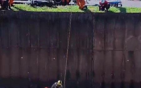 Motociclista cai de ponte de 6 metros de altura no córrego da Ernesto Geisel