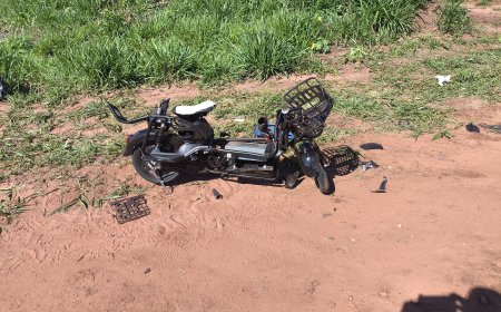 Grave acidente entre S10 e moto elétrica deixa homem gravemente ferido no macroanel da BR-163