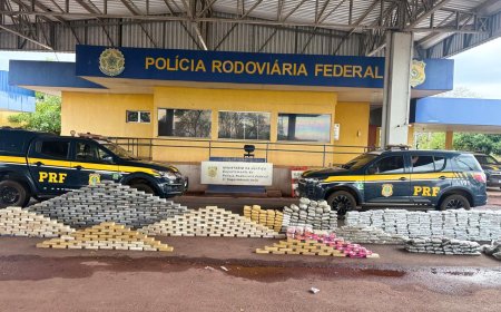 PRF apreende quase uma ton de drogas escondidas em carga de minério na BR-262 em Miranda
