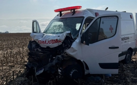 Ambulância com pacientes de Bela Vista sofre acidente na BR-060 a caminho d…