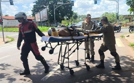 Piloto de moto fica gravemente ferido após batida em Campo Grande