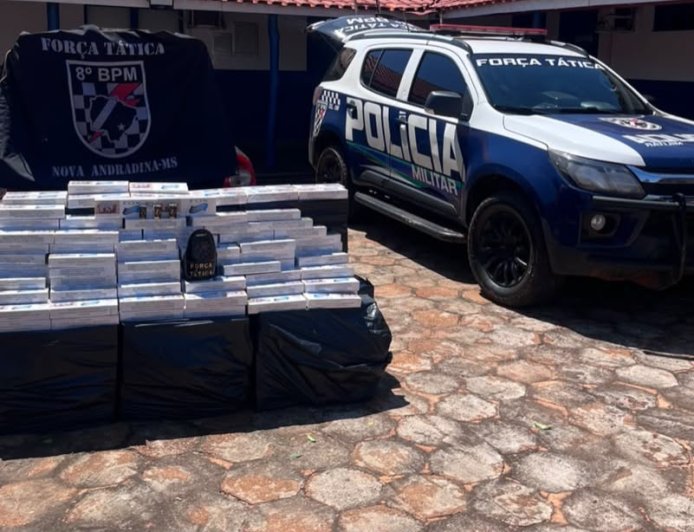 Ação da Força Tática resulta na apreensão de 755 pacotes de cigarros em Nova Andradina