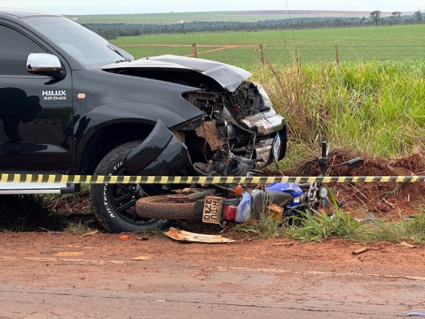 Colisão frontal na MS-141 entre Ivinhema e Novo Horizonte do Sul resulta na morte de motociclista