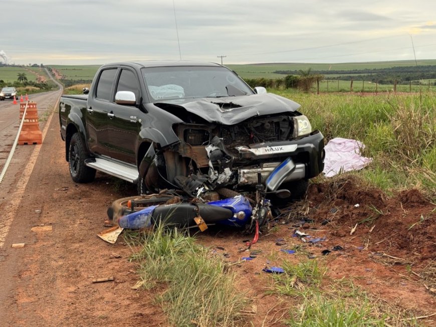 Colisão frontal na MS-141 entre Ivinhema e Novo Horizonte do Sul resulta na morte de motociclista
