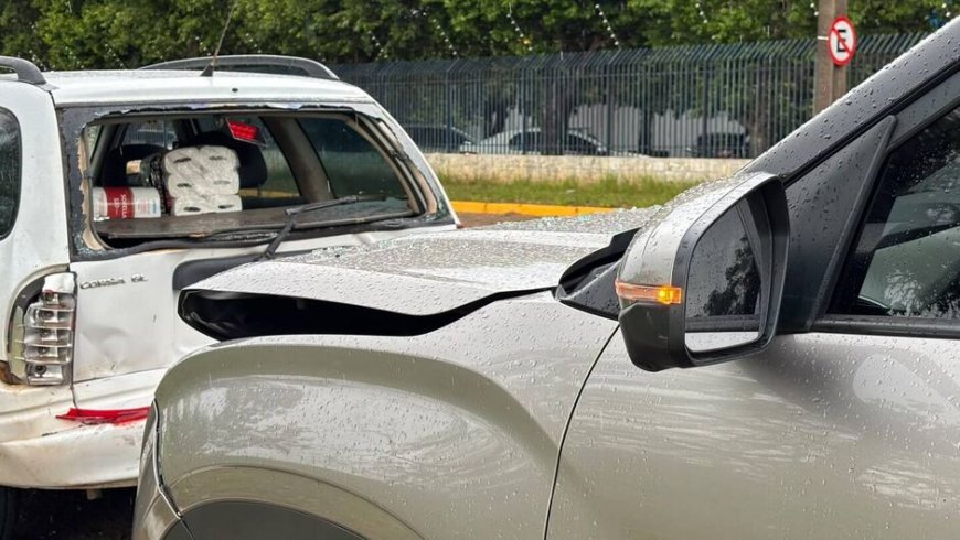 Engavetamento com caminhão e cinco carros complica trânsito na Avenida Ministro João Arinos