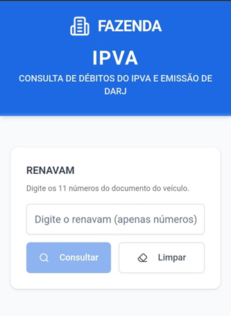 captura de tela de um site falso que pede dados sobre o renavam