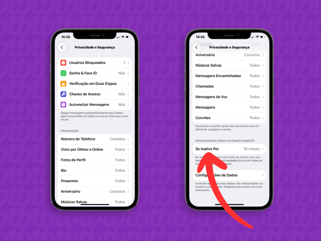 Acessando as configurações do Telegram no Android