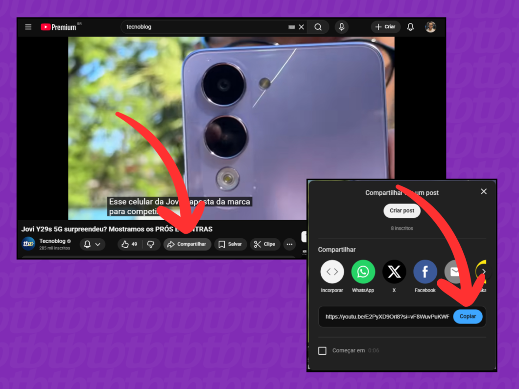 Copiando o endereço do vídeo do YouTube para a extração da legenda