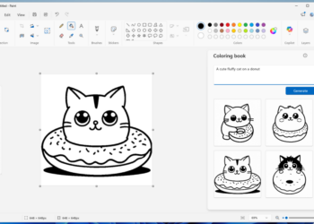 Captura de tela mostra o recurso de criação de livros de colorir no Paint do Windows 11