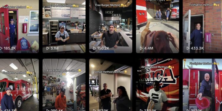 Imagem mostra várias capturas de tela de vídeos virais feitos com smart glasses