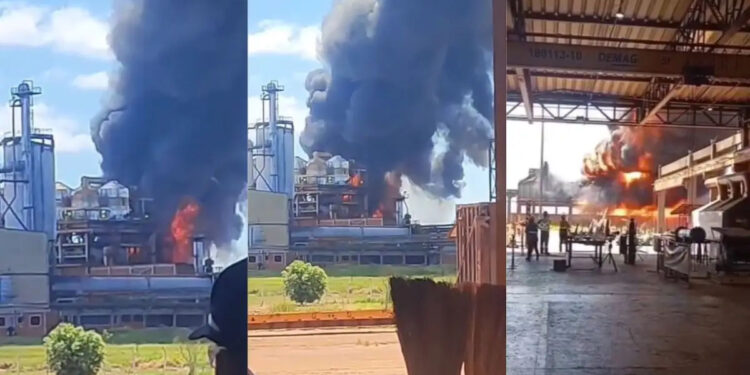 Incêndio atinge usina de etanol em Caarapó