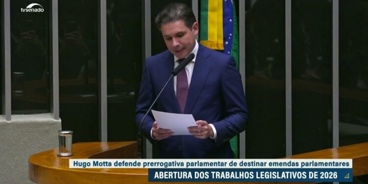 Na abertura do ano legislativo, Motta defende emendas parlamentares
