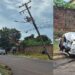 Acidente em Aquidauana destrói carro e corta energia por 12h