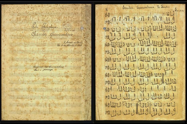 Manuscrito de Pelo Telephone, de Donga, integra o acervo da Biblioteca Nacional.