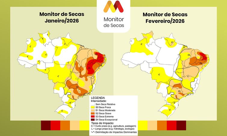 ANA/divulgação Brasília (DF), 20/03/2026 - Monitor de secas. Foto: ANA/Divulgação