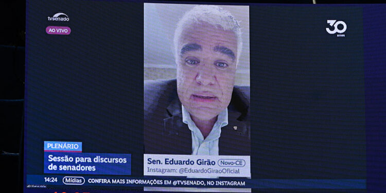 Senador Eduardo Girão (Novo-CE) em pronunciamento via videoconferência.