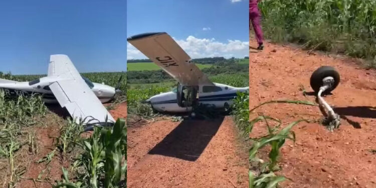 Avião realiza pouso de emergência em plantação de milho no MS
