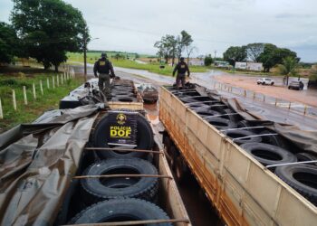 DOF intercepta carretas com pneus contrabandeados avaliados em R$ 1,2 milhão