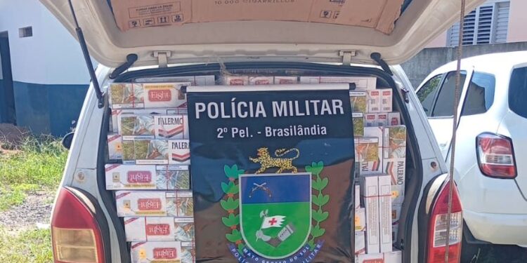 Polícia Militar em Brasilândia apreende veículos com produtos de contrabando