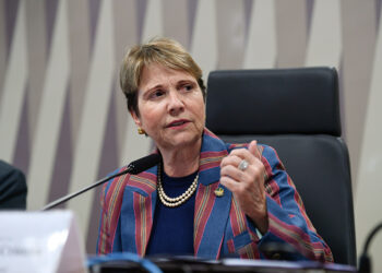 À mesa, em pronunciamento, presidente eventual da CI e requerente desta audiência, senadora Tereza Cristina (PP-MS).