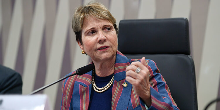 À mesa, em pronunciamento, presidente eventual da CI e requerente desta audiência, senadora Tereza Cristina (PP-MS).