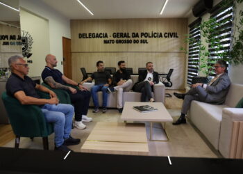 Delegado-Geral recebe representantes da Força Nacional para alinhar ações conjuntas contra o crime na região do Cone Sul do Estado