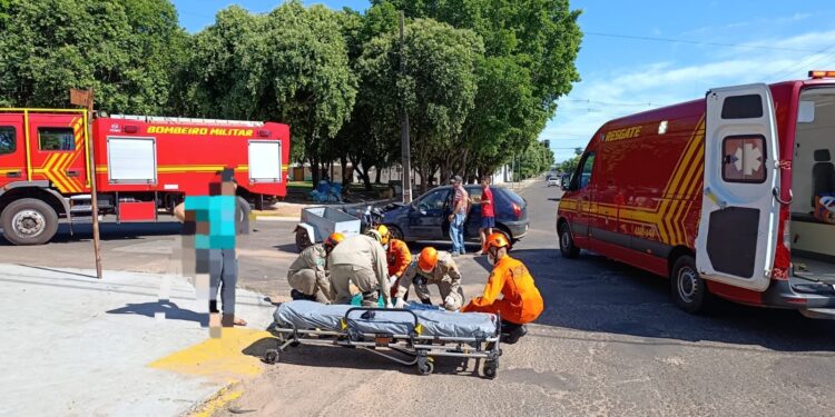 Acidente entre carro e moto mobiliza Bombeiros em Anastácio