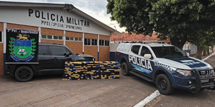 Polícia Militar em Brasilândia apreende 443 quilos de drogas e recupera veículo roubado