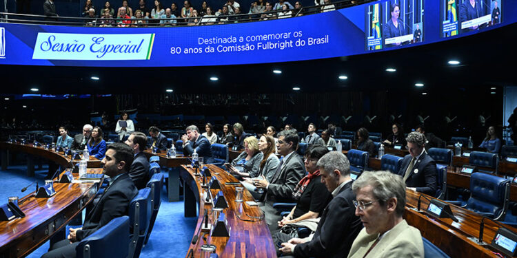 Parlamentares e convidados acompanham a sessão.
