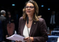 À bancada, em pronunciamento, senadora Leila Barros (PDT-DF).