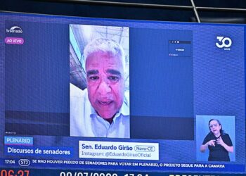 Em pronunciamento via videoconferência, senador Eduardo Girão (Novo-CE).