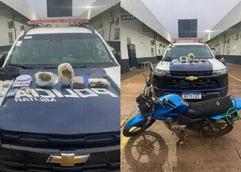 Fuga com muro no caminho termina com drogas e moto furtada recuperada