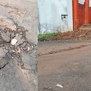 Asfalto novo já apresenta rachaduras e começa a esfarelar no Jardim das Perdizes (vídeo)
